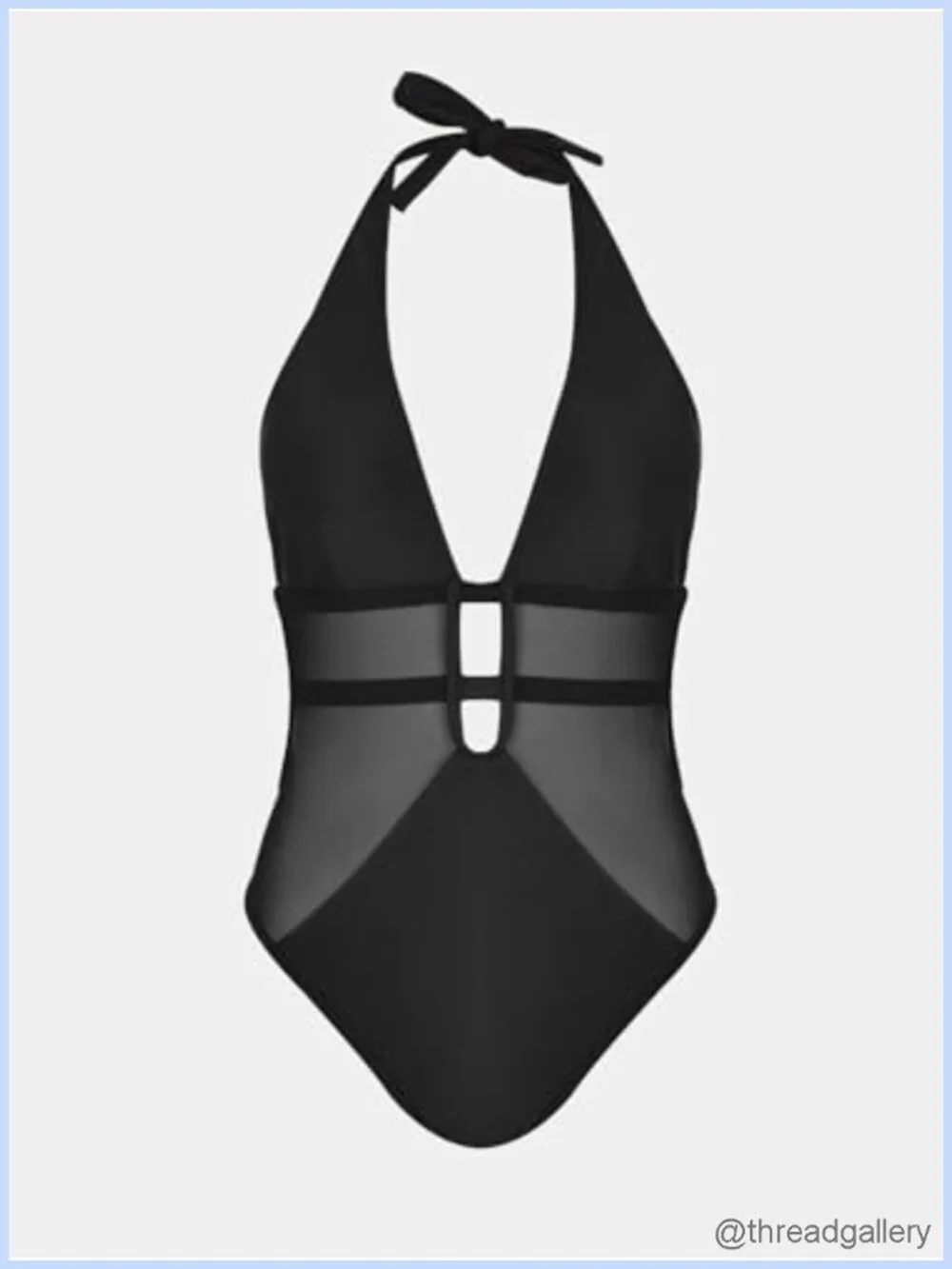 Women's Mesh Monokini One Piece Swimsuit Halter Deep V Plunge Backless Swimwear